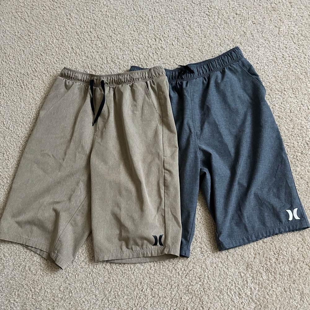 Hurley Men's Athletic Shorts - Beige and Dark Gray